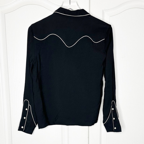 The Great Western Shirt Black Cream Piped Pearl Snap Size 0 - XS - Picture 6 of 15